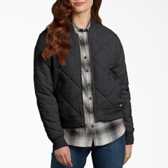 Dickies Womens Black Quilted Bomber Jacket
